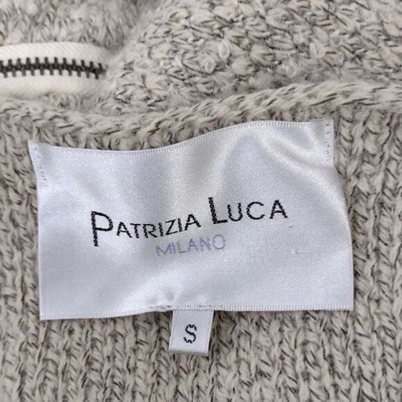 PATRIZIA LUCA MILANO Zip Detail Knit Midi Cardigan Sweater Sz S Melange Beige - Picture 5 of 6